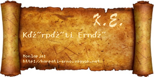 Kárpáti Ernő névjegykártya